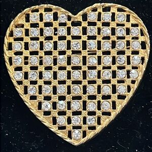 Vintage Gold Heart with Crystal Brooch
